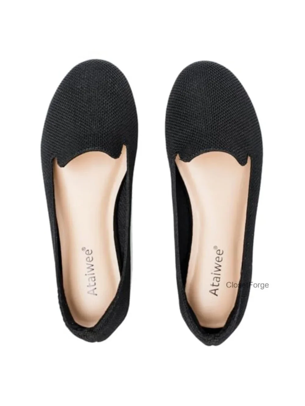 Women's Knit Ballet Flat Shoes Wide Width Slip-On Comfortable